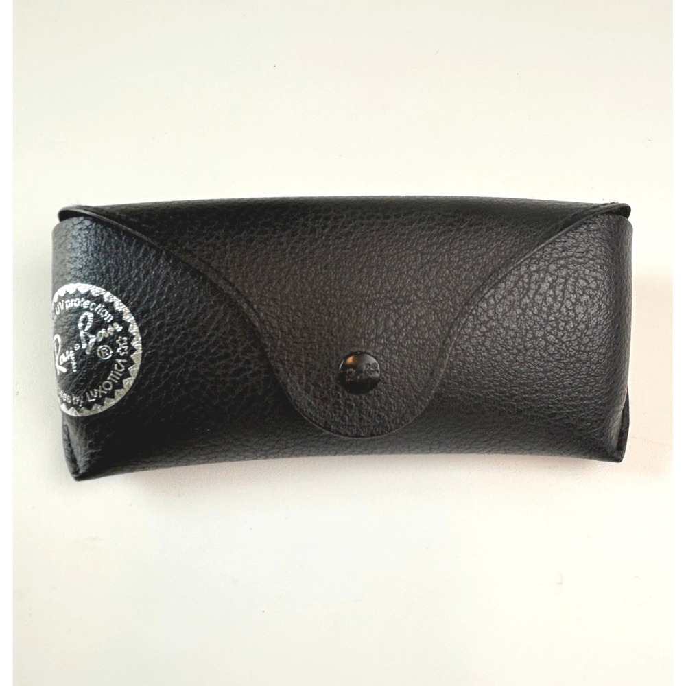 Ray-Ban Sunglasses Case Black Faux Leather OS Classic Snap Closure Logo